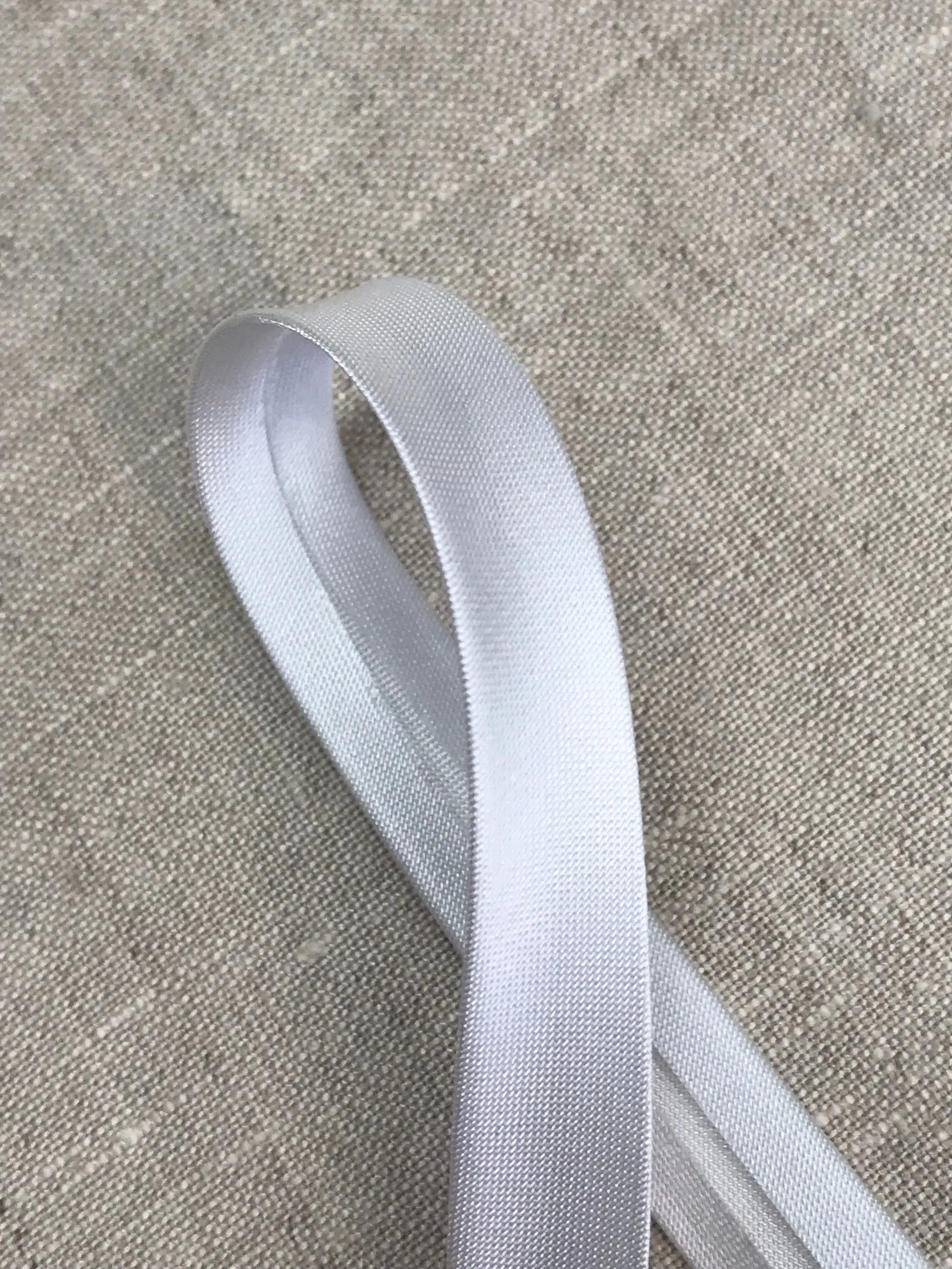 White 15mm Satin Bias Binding