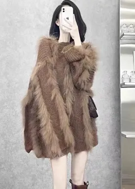 Women Fox Hair Knit Sweaters Winter