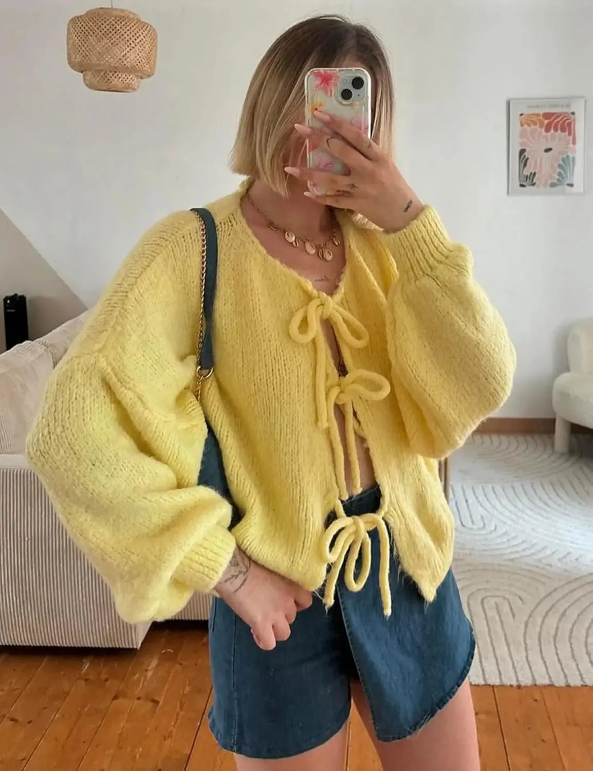 Womens Tie Front Bow Cardigan Sweaters Oversized Chunky Knit Cardigan Long Sleeve Open Front Loose Knitwears Bow Pink Tops