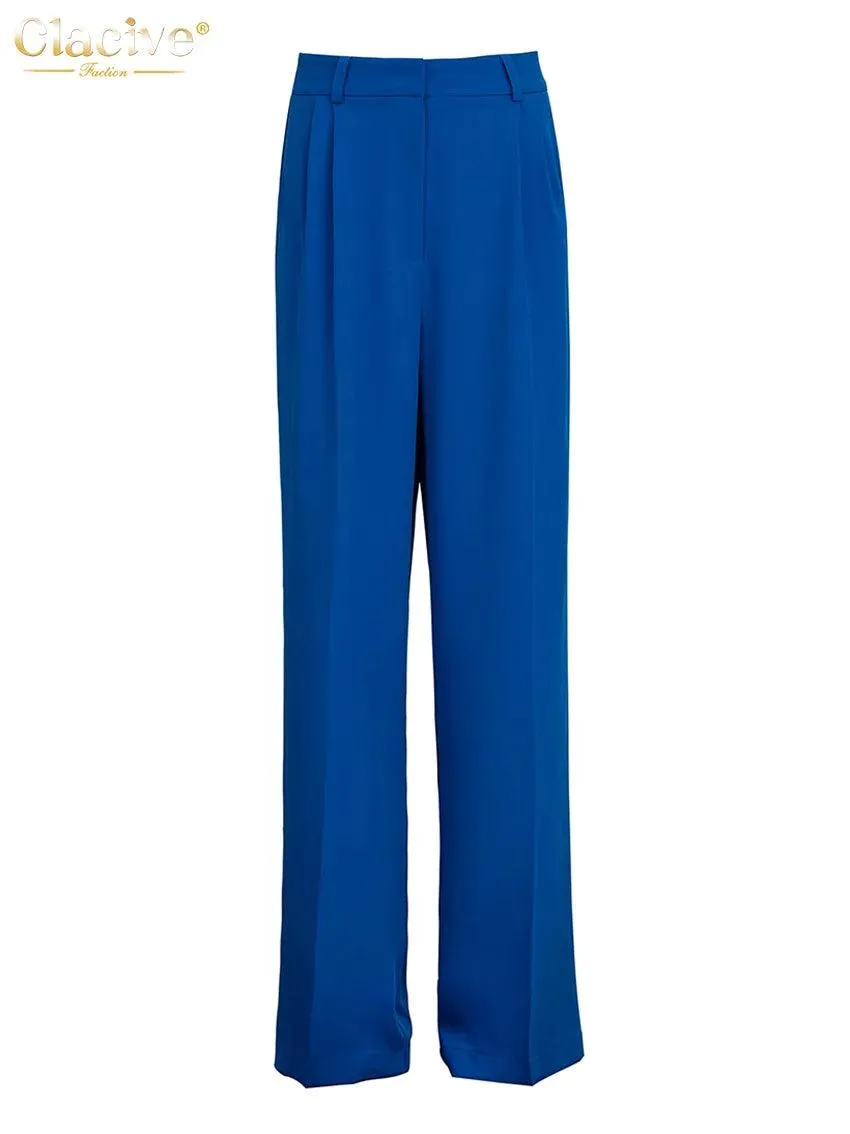 Women’s Wide Leg Solid Color Business Casual Trousers | Loose Fit