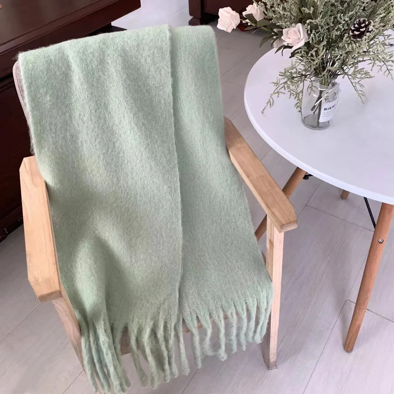 Wool Scarf Women Winter Pure Color Soft Mohair Thick Warm Long Muffler Scarf