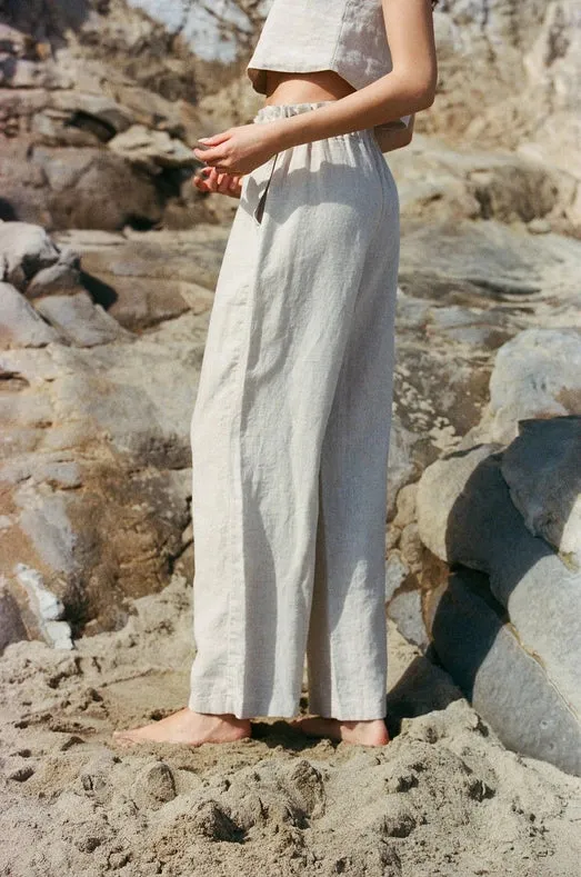 Woven 100% Linen Straight Leg Pants